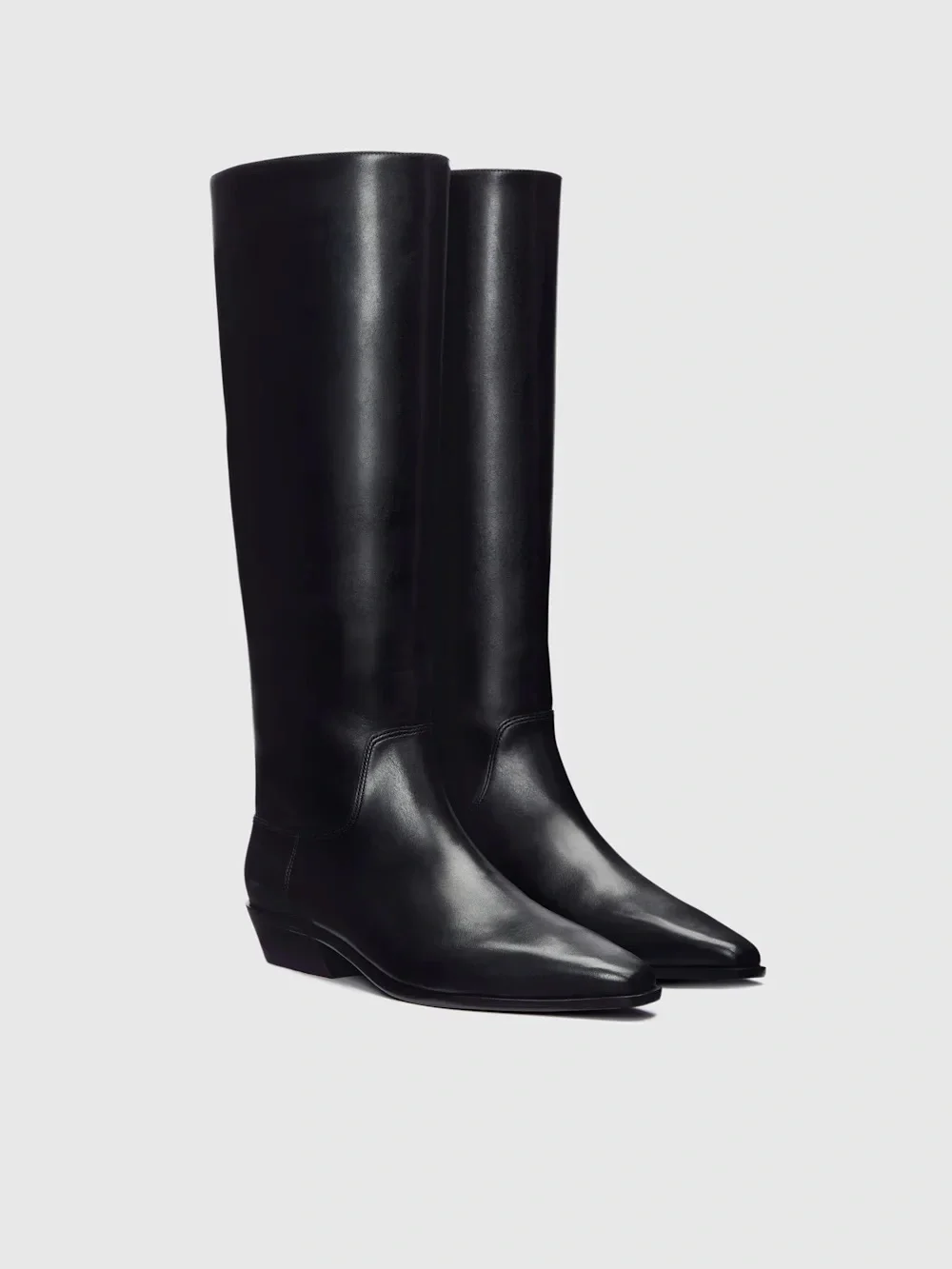Reformation Black Over-The-Knee Leather Boots